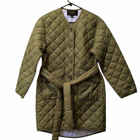 J.Crew Women's XS Reversible Greenwich Quilted Puffer Lightweight Jacket w/ Belt - Picture 4 of 12